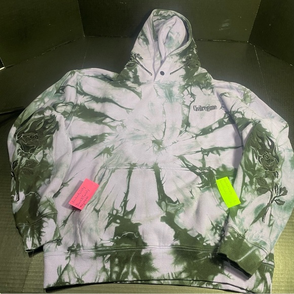 BNWT CIVIL REGIME BLACK ROSE HOODIE LAVENDER DREAM WASH LRG MENS HOODIE UNISEX - Picture 8 of 16